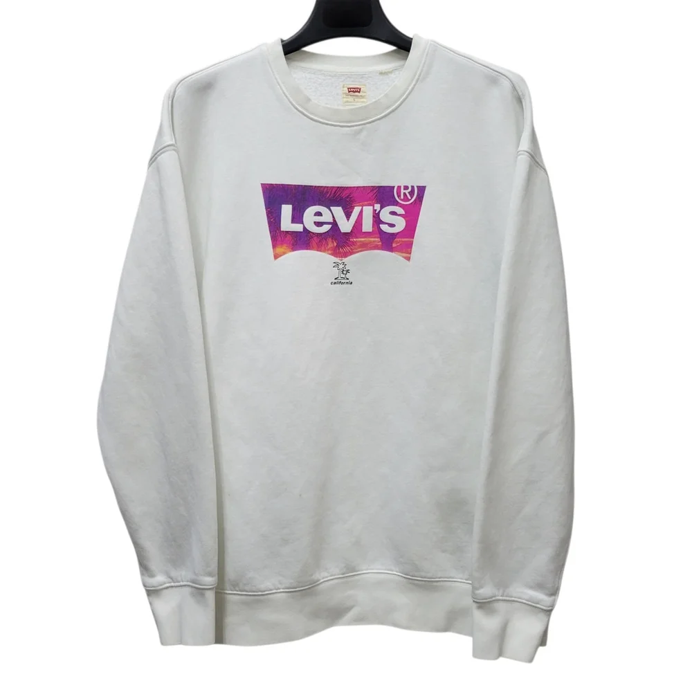 Levi’s Men's T3 Relaxed Graphic Crew Neck Long Sleeve Beige Sweatshirt Large